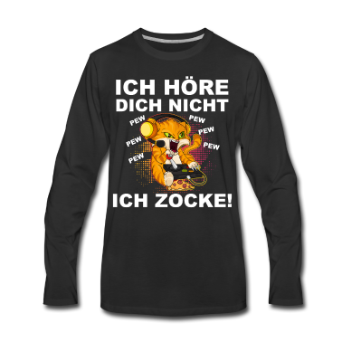 Katzen Langarmshirt - Ich Höre Dich Nicht Ich Zocke Gamer Geschenkidee