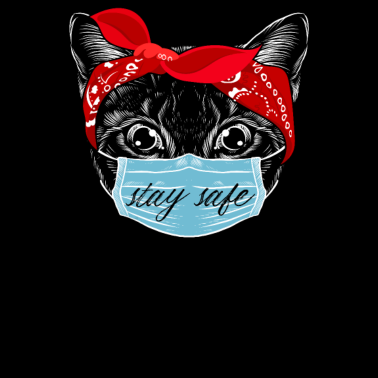 Motiv Abstand halten ! Katze Cat mit Mundschutz Maske