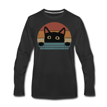 Katzen Langarmshirt - Katze lustiger Katzen Vintage design Geschenkidee
