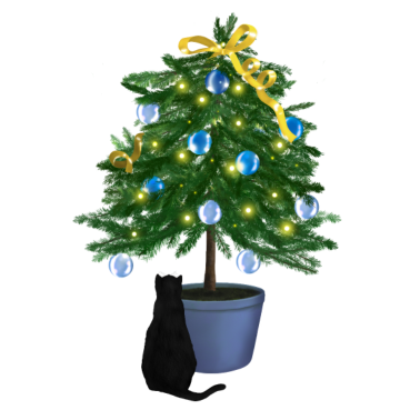 Motiv Weihnachtsbaum mit süßer Katze