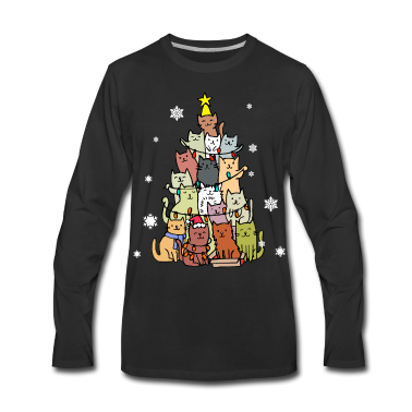 Katzen Langarmshirt - Weihnachtsbaum Katzen Weihnachten