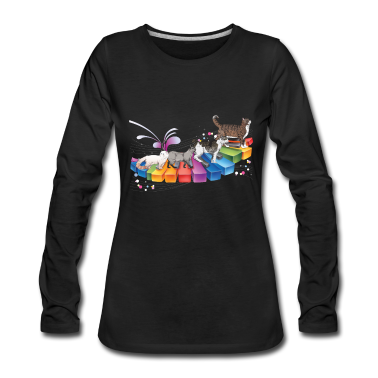 Katzen Langarmshirt - Katze Klavier