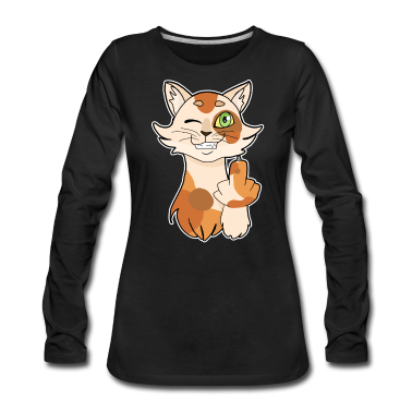 Katzen Langarmshirt - Freche Katze Stinkfinger Katzen