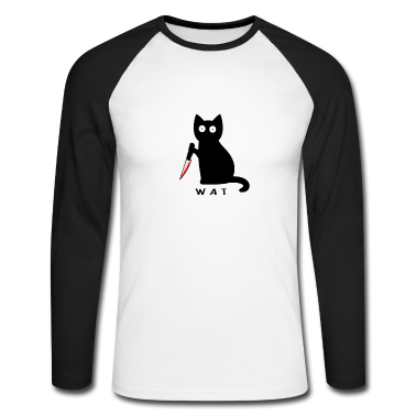 Katzen Langarmshirt - Katze wat? Mörderische Schwarze Katze mit Messer
