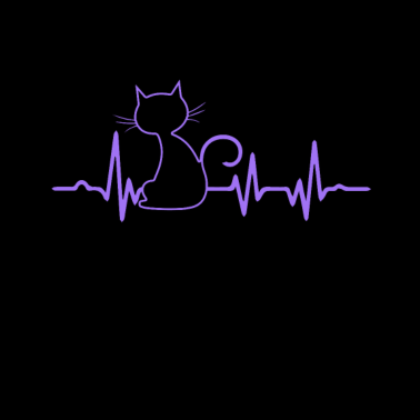 Motiv Lila Katze mit Herzschlag