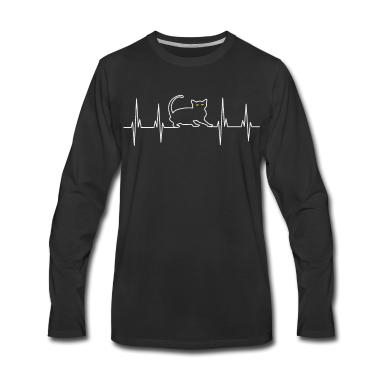 Katzen Langarmshirt - Katze Herzschlag EKG Linie Kätzchen Geschenk