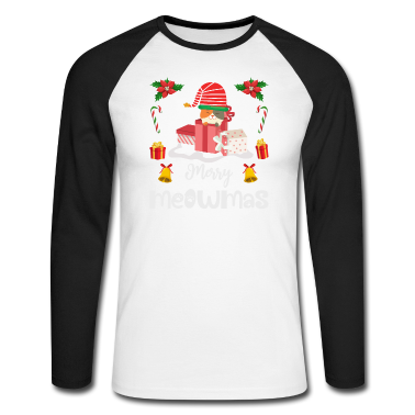 Katzen Langarmshirt - Merry Meowmas Katze Weihnachten Geschenk