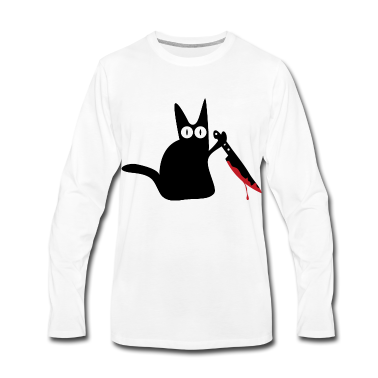 Katzen Langarmshirt - Katze Messer Blut Halloween