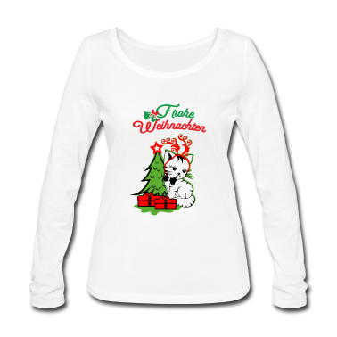 Katzen Langarmshirt - Frohe Weihnachten Katze