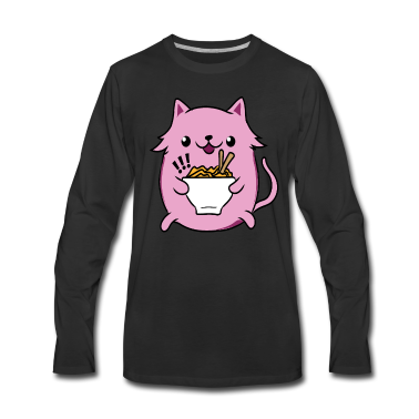 Katzen Langarmshirt - Ramen Katze Geschenkidee T-Shirt