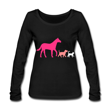 Katzen Langarmshirt - Vektor Pferd Hund und Katz
