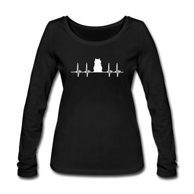 Katzen Langarmshirt - Katze Herzschlag Perserkatze Geschenkidee