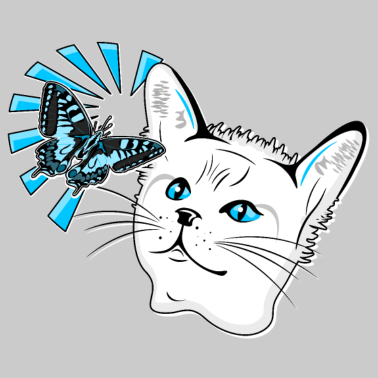 Motiv Katze sieht Schmetterlingsfliege - Katze mit Schmetterling