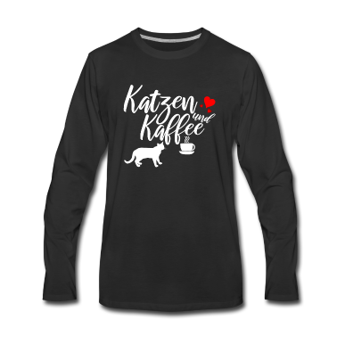 Katzen Langarmshirt - Katzen Shirt - Kaffe und Katze • Geschenk