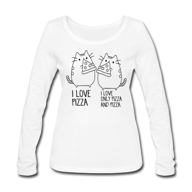 Katzen Langarmshirt - Geschenk Katzen Pizza Lustig Humor