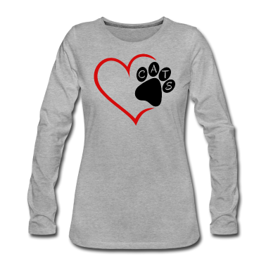 Katzen Langarmshirt - Katze Katzen Herz Pfote Haustier Tiere Cat Cats
