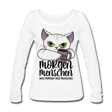 Katzen Langarmshirt - Katze Morgenmenschen Morgen Menschen Kaffee Spruch