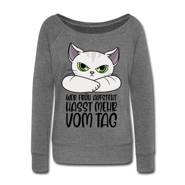 Katzen Langarmshirt - Katze Sprüche Wer früh aufsteht hasst mehr vom Tag