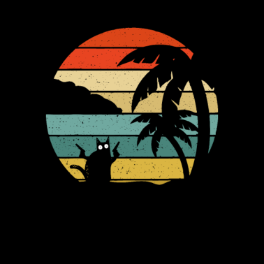 Motiv Pew Pew Vintage verrückte Katze Palme Katzen