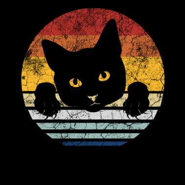 Motiv Schwarze Katze Geschenk Katzenliebhaber Retro Cat