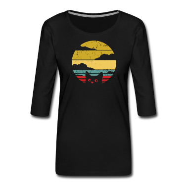 Katzen Langarmshirt - Katze Retro Wolken Niedlich Süß