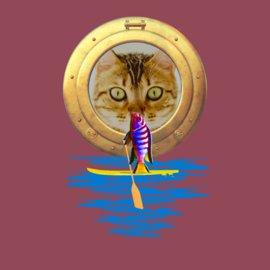 Motiv Katze & Stand Up Paddling Fisch SUP Board Geschenk