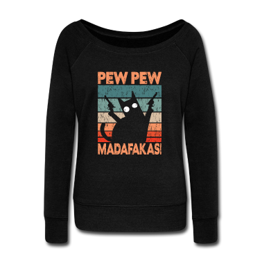 Katzen Langarmshirt - Katze Pew Pew Madafakas Vintage funny Cat