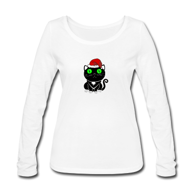 Katzen Langarmshirt - Weihnachts Katze