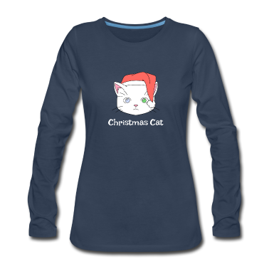 Katzen Langarmshirt - Weihnachts Katze