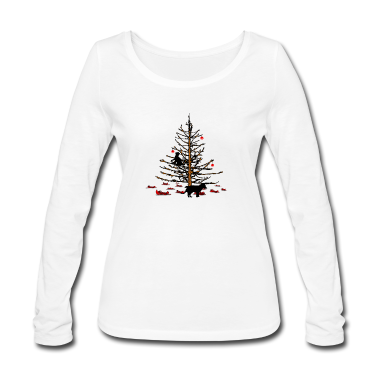 Katzen Langarmshirt - Katze und Hund an Weihnachten