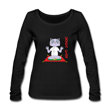 Katzen Langarmshirt - Yoga Katze Meditation Lifestyle Comic