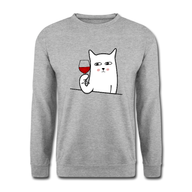 Katzen Pullover - Katze mit Weinglas Geschenk Katenliebhaber Rotwein
