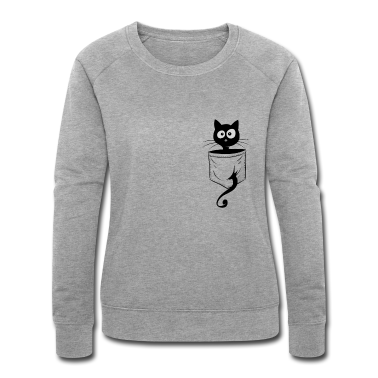 Katzen Pullover - Schwarze Katze Comic Kitty Kätzchen In Tasche