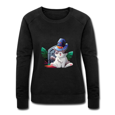 Katzen Pullover - Halloween Katze mit Hexenhut