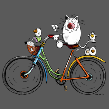 Motiv Katze auf Fahrrad
