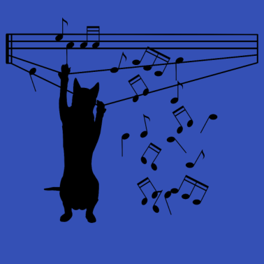 Motiv Katze spielt mit Noten