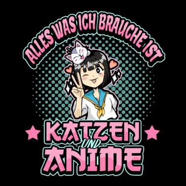 Motiv Lustig Anime Katzen Mädchen Spruch Otaku Geschenk