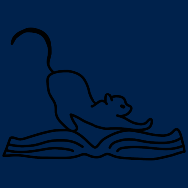 Motiv Katze Strecken Buch Lesen