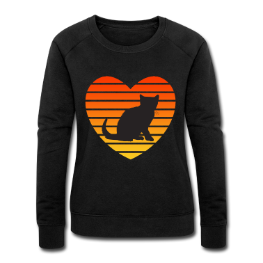 Katzen Pullover - Vintage süße Katze Kätzchen Herz Geschenk T-Shirt