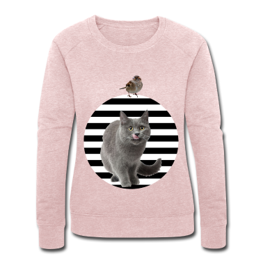 Katzen Pullover - LUSTIGE TIERE KATZE VOGEL KÄTZCHEN VÖGELCHEN TIER