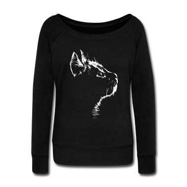 Katzen Pullover - Katzen Gesicht Illustration Zeichnung Silhouette