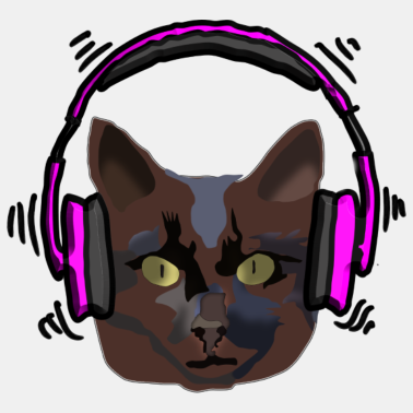 Motiv Katze mit Kopfhörer