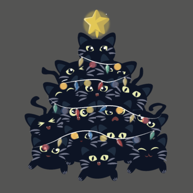 Motiv Weihnachtsbaum aus schwarzen Katzen