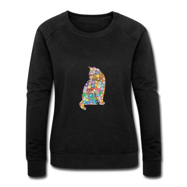 Katzen Pullover - Blumen Katze