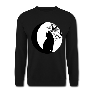 Katzen Pullover - Mond Katze Vollmond Halbmond Halloween Gothic