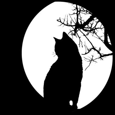 Motiv Mond Katze Vollmond Halbmond Halloween Gothic