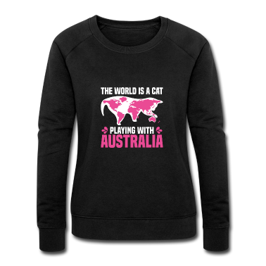 Katzen Pullover - Katze Spielball Weltkarte Kontinente Meme Geschenk