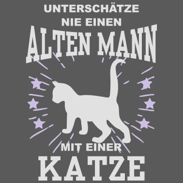 Motiv Unterschätze nie einen alten Mann mit einer Katze