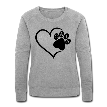 Katzen Pullover - Katze Katzen Herz Pfote Haustier Tiere Cat Cats sw