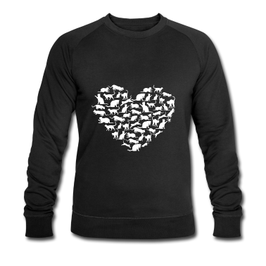 Katzen Pullover - Liebe Herz Katzen Silhouette Geschenk